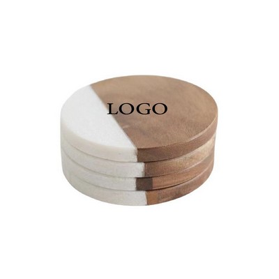 Marble & Bamboo or Wood Blend Coaster